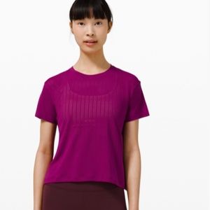 Lululemon TRAIN TO BE SHORT SLEEVE *RAIN STRIPE